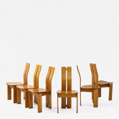Set of Six 1970s Organic Modernist Italian Oak Dining Chairs - 2094880