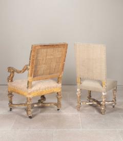 Set of Six 19th Century Louis XIV Style Giltwood Dining Chairs and Two Armchairs - 4234424