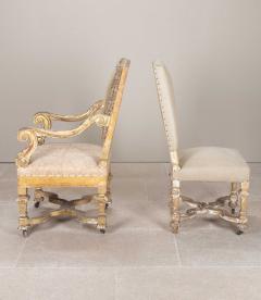 Set of Six 19th Century Louis XIV Style Giltwood Dining Chairs and Two Armchairs - 4234427