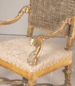 Set of Six 19th Century Louis XIV Style Giltwood Dining Chairs and Two Armchairs - 4234435