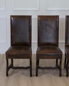 Set of Six 19th Century Spanish Leather Dining Chairs - 4707107
