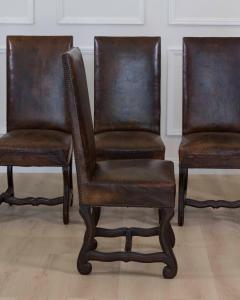 Set of Six 19th Century Spanish Leather Dining Chairs - 4707170