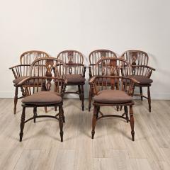 Set of Six Antique English Oak Windsor Armchairs 19th century - 4188679