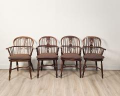 Set of Six Antique English Oak Windsor Armchairs 19th century - 4188680