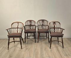 Set of Six Antique English Oak Windsor Armchairs 19th century - 4188681