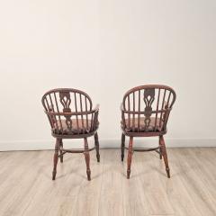 Set of Six Antique English Oak Windsor Armchairs 19th century - 4188684