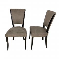 Set of Six Art Deco Chairs Black Lacquer Grey Alcantara France circa 1930 - 3795567