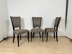 Set of Six Art Deco Chairs Black Lacquer Grey Alcantara France circa 1930 - 3795573