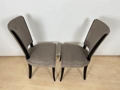 Set of Six Art Deco Chairs Black Lacquer Grey Alcantara France circa 1930 - 3795578