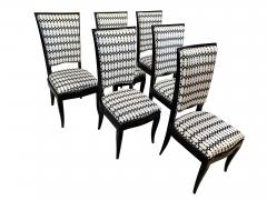 Set of Six Art Deco High Back Dining Chairs Black Lacquer France circa 1930 - 2877830