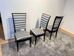 Set of Six Art Deco High Back Dining Chairs Black Lacquer France circa 1930 - 2877844