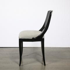 Set of Six Art Deco Sculptural Dining Chairs in Ebonized Walnut Taupe Mohair - 4744730