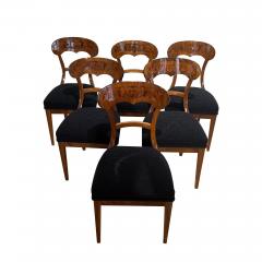 Set of Six Biedermeier Shovel Chairs Walnut Roots Veneer South Germany 1840s - 3155894