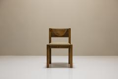 Set of Six Brutalist Oak Dining Chairs France 1960s - 3693448