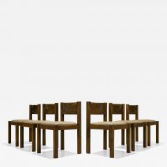 Set of Six Brutalist Oak Dining Chairs France 1960s - 3697118