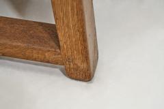 Set of Six Brutalist Oak and Leather Dining Chairs France 1960s - 3520793