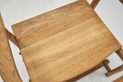 Set of Six Brutalist Solid Oak Dining Chairs Europe 1960s - 3483375