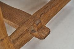 Set of Six Brutalist Solid Oak Dining Chairs Europe 1960s - 3483377