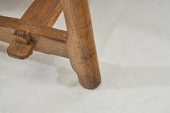 Set of Six Brutalist Solid Oak Dining Chairs Europe 1960s - 3483379