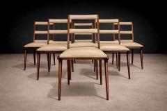 Set of Six Chairs in Hardwood Beige Leather Unknown 1950s - 4542641