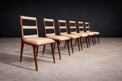 Set of Six Chairs in Hardwood Beige Leather Unknown 1950s - 4542644