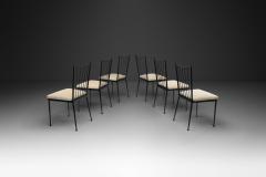 Set of Six Decorative Lacquered Metal Dining Chairs France 1950s - 4685149