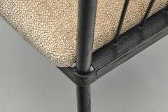 Set of Six Decorative Lacquered Metal Dining Chairs France 1950s - 4685161