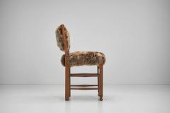 Set of Six Dining Chairs Upholstered in Sheepskin Europe ca 1960s - 4301546