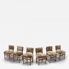 Set of Six Dining Chairs Upholstered in Sheepskin Europe ca 1960s - 4305716