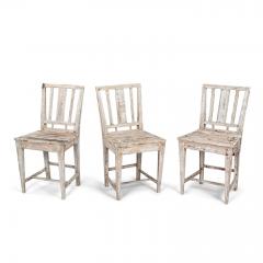 Set of Six Early 19th Century Painted Swedish Farm Dining Chairs - 3563059