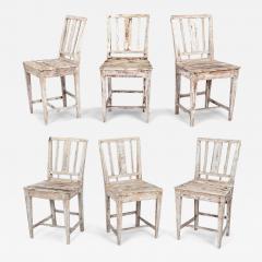 Set of Six Early 19th Century Painted Swedish Farm Dining Chairs - 3572169