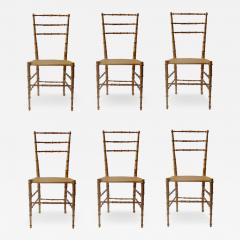 Set of Six Faux Bamboo Chiavarina Chairs Italy 1950s - 3448320