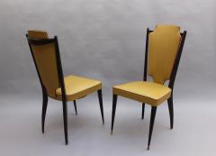 Set of Six French 1960s Black Lacquered and Vinyl Dining Chairs - 430901