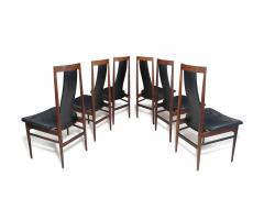 Set of Six High Back Brazilian Rosewood Dining Chairs Scandinavian c 1960s - 4132685