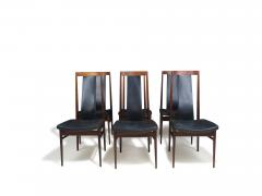 Set of Six High Back Brazilian Rosewood Dining Chairs Scandinavian c 1960s - 4132694