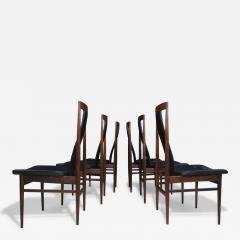 Set of Six High Back Brazilian Rosewood Dining Chairs Scandinavian c 1960s - 4133114