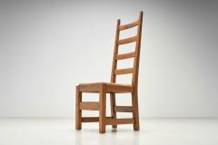Set of Six High Back Oak and Rush Dining Chairs France ca 1950s - 4335501