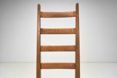 Set of Six High Back Oak and Rush Dining Chairs France ca 1950s - 4335502