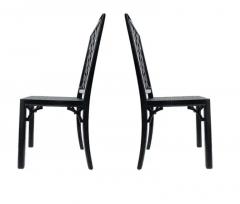 Set of Six Hollywood Regency Chinoiserie Chippendale Dining Chairs in Black - 3433222