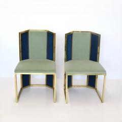 Set of Six Hollywood Regency Style Side Chairs with Brass Frames - 4568342