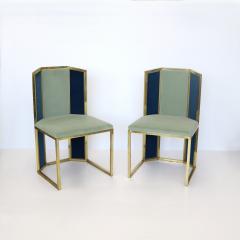 Set of Six Hollywood Regency Style Side Chairs with Brass Frames - 4568343