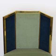 Set of Six Hollywood Regency Style Side Chairs with Brass Frames - 4568344
