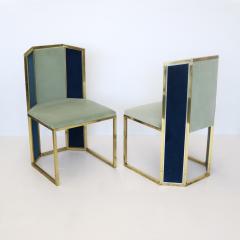 Set of Six Hollywood Regency Style Side Chairs with Brass Frames - 4568346