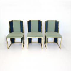 Set of Six Hollywood Regency Style Side Chairs with Brass Frames - 4568347