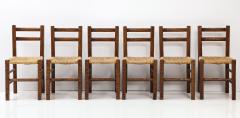 Set of Six Italian 1950s Beechwood and Rush Seat Dining Chairs - 2479170