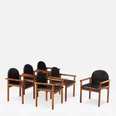 Set of Six Italian Olive Wood Armchairs C 1965  - 4728007