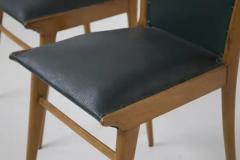 Set of Six Italian Vintage Chairs in Wood and Dark Green Leather - 3642378