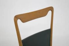 Set of Six Italian Vintage Chairs in Wood and Dark Green Leather - 3642423