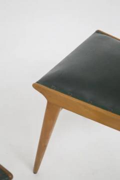 Set of Six Italian Vintage Chairs in Wood and Dark Green Leather - 3642427