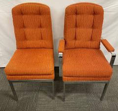 Set of Six Mid Century Modern Dining Chairs Milo Baughman Style Chrome Fabric - 2850315